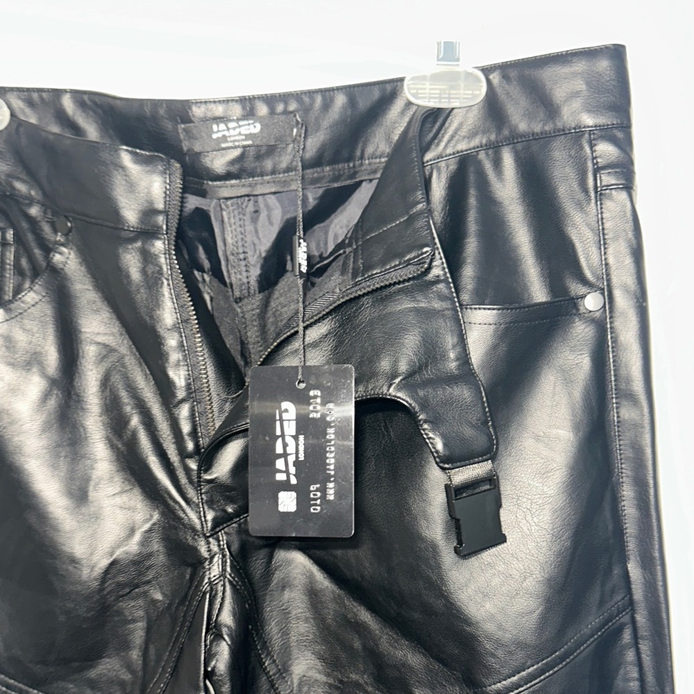 Jade Black Leather-Style Trousers - Picture 3 of 8